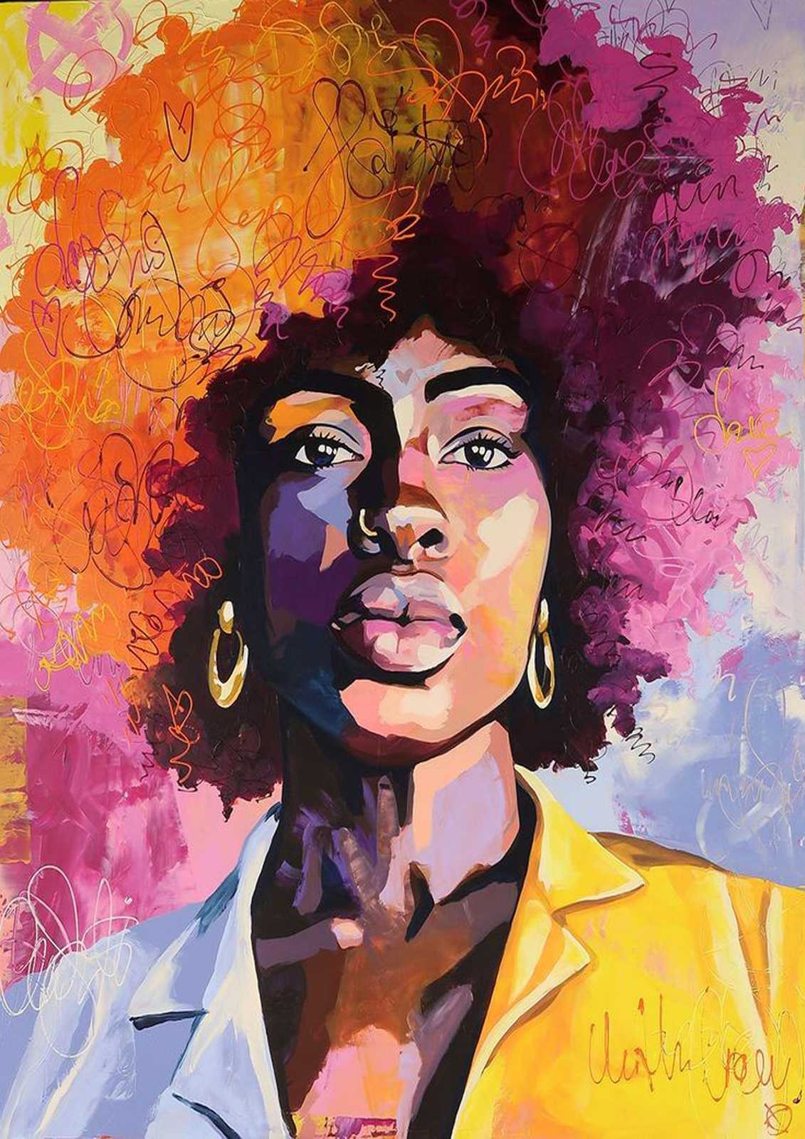 Vibrant Afro Woman Portrait Wall Art