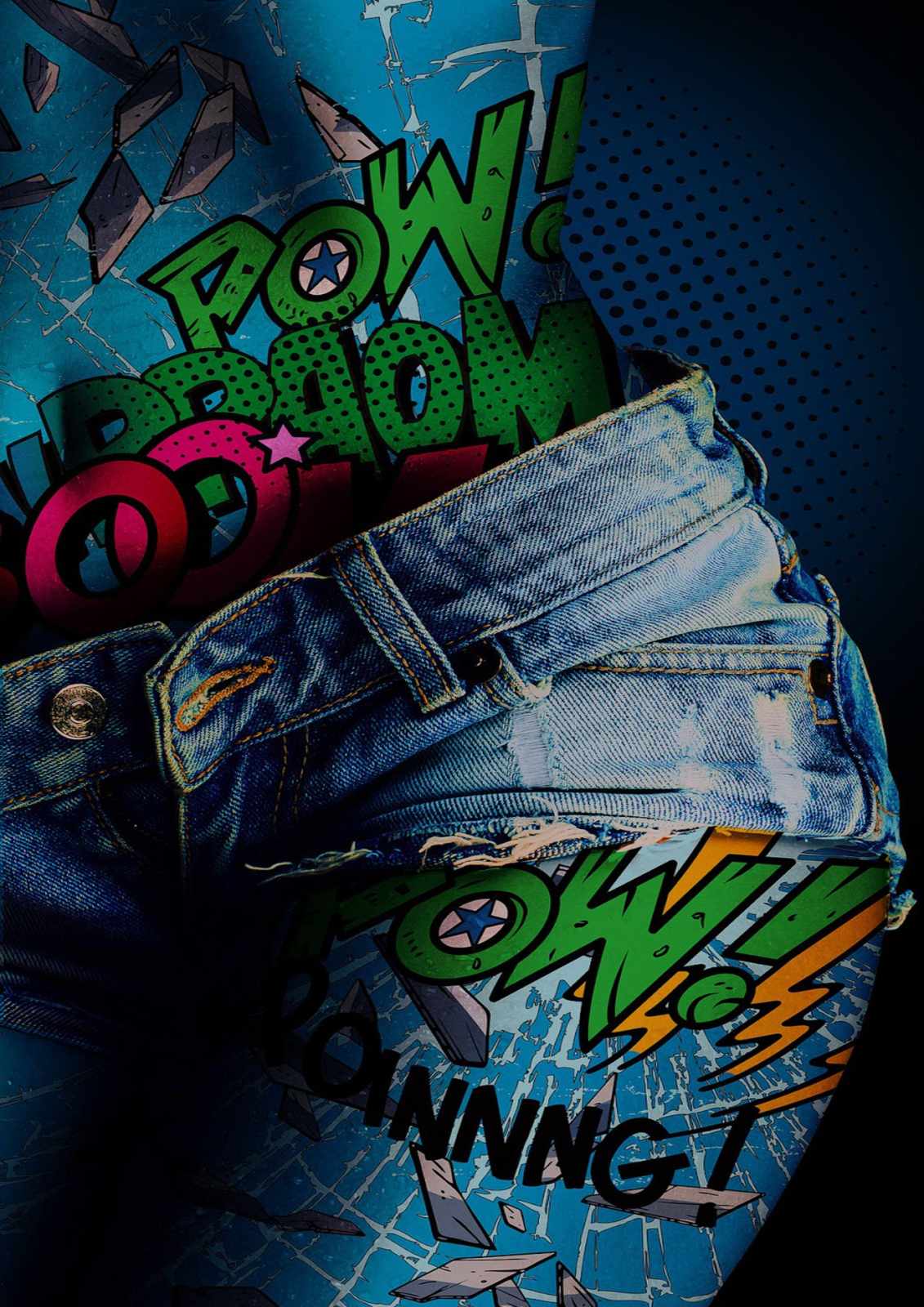 Comic POW! Boom Denim Wall Art Wall Art