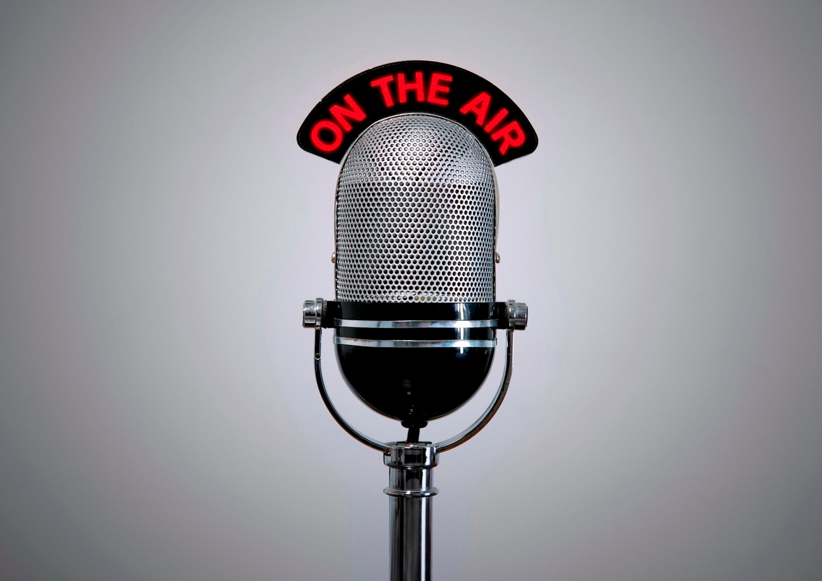 Vintage Microphone & Neon 'On Air' Wall Art