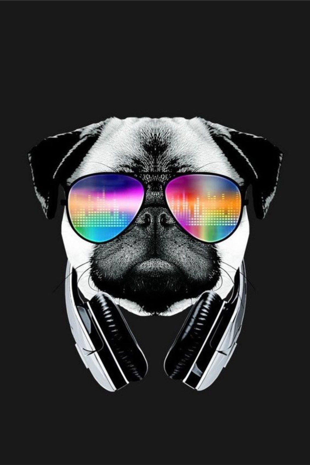 Cool Pug DJ Headphones & Sunglasses Wall Art