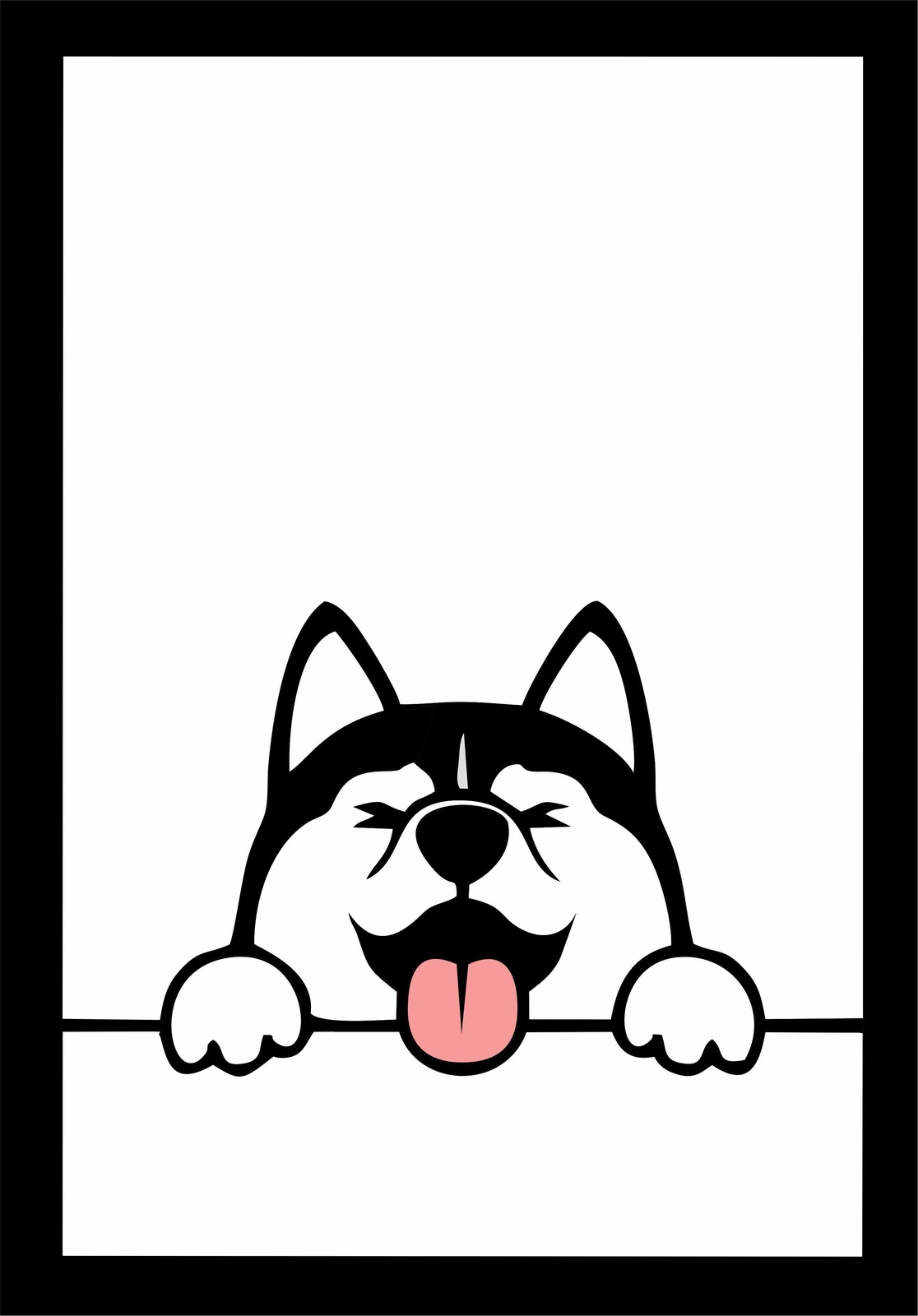 Cute Husky Peeking Over Wall Art