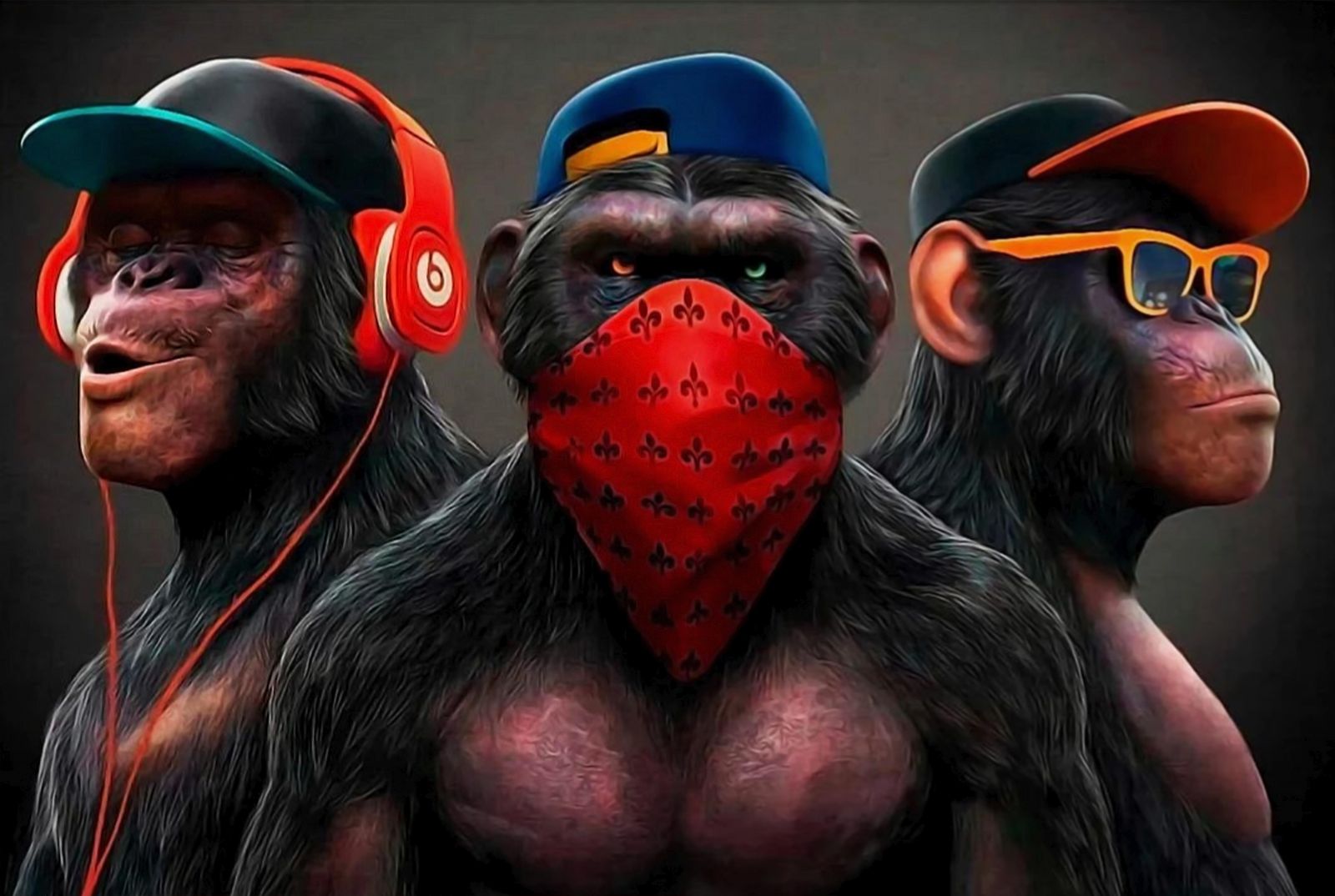 Cool Monkey Trio Streetwear Wall Art