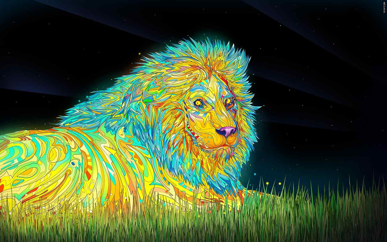 Vibrant Psychedelic Lion Wall Art