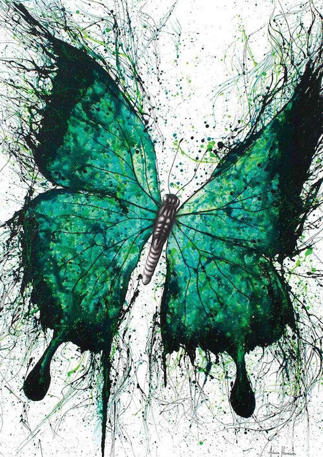Emerald Splash Butterfly Wall Art
