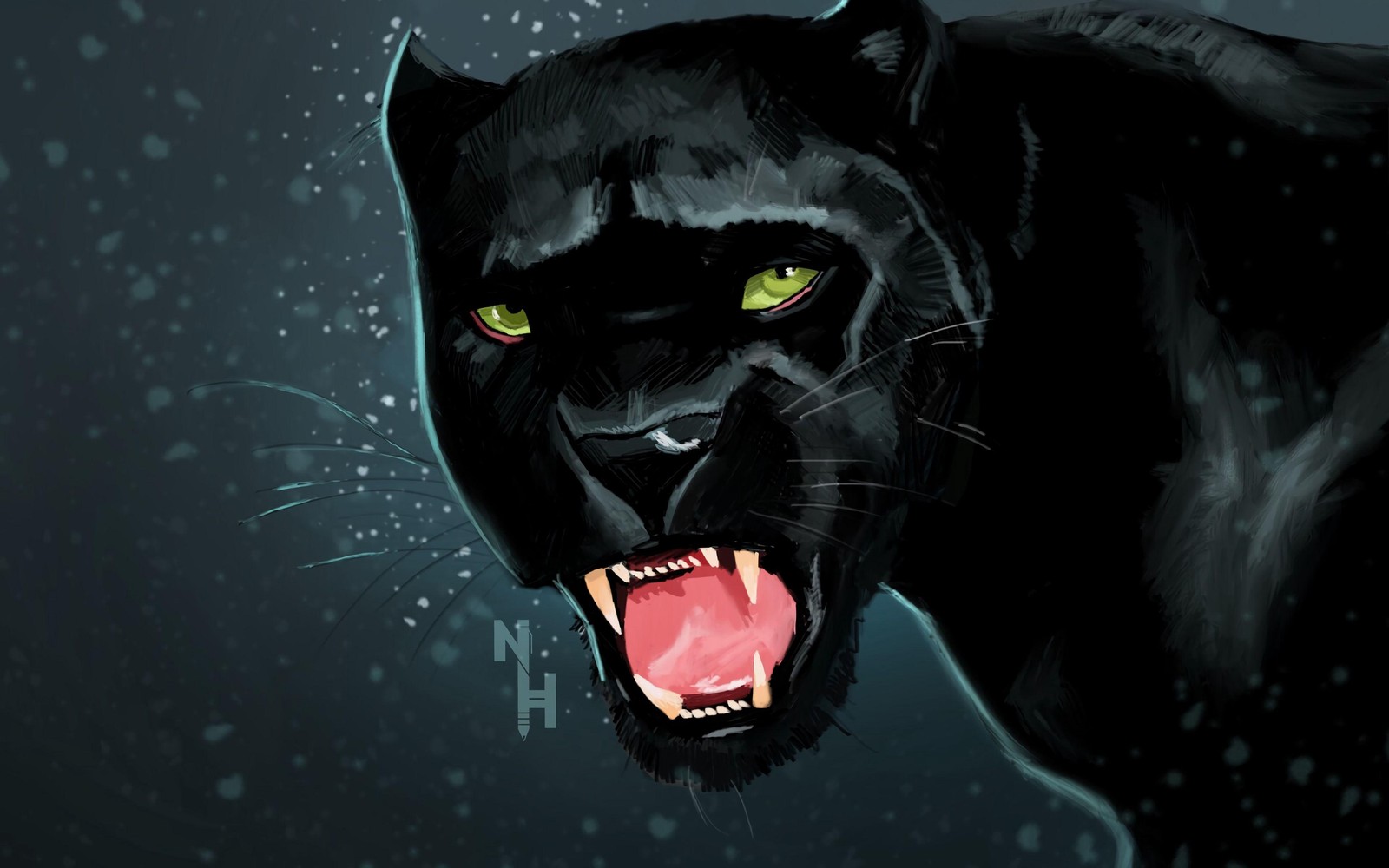 Fierce Black Panther Roaring Wall Art