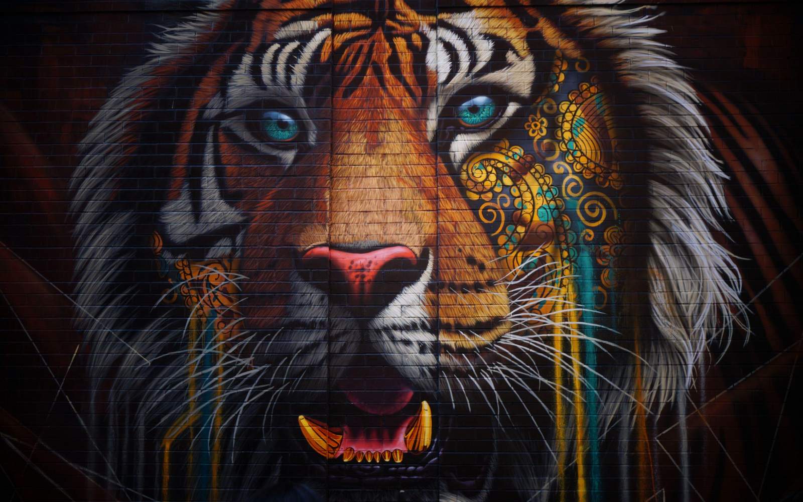Majestic Tiger Face Tribal Art Wall Art