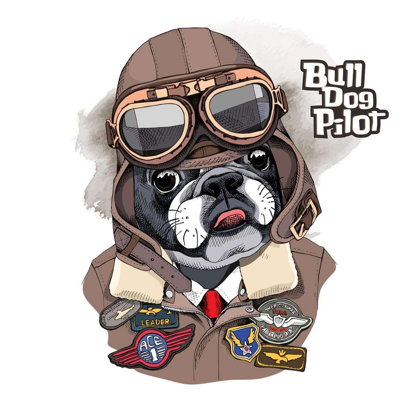 Retro Bulldog Pilot Wall Art