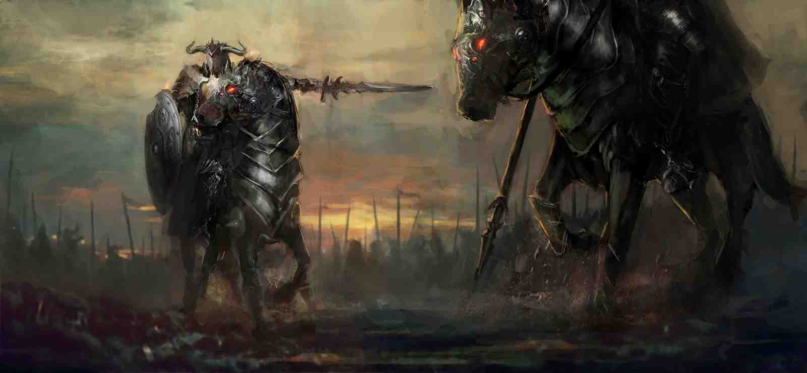 Epic Knight Battle Dark Fantasy Wall Art