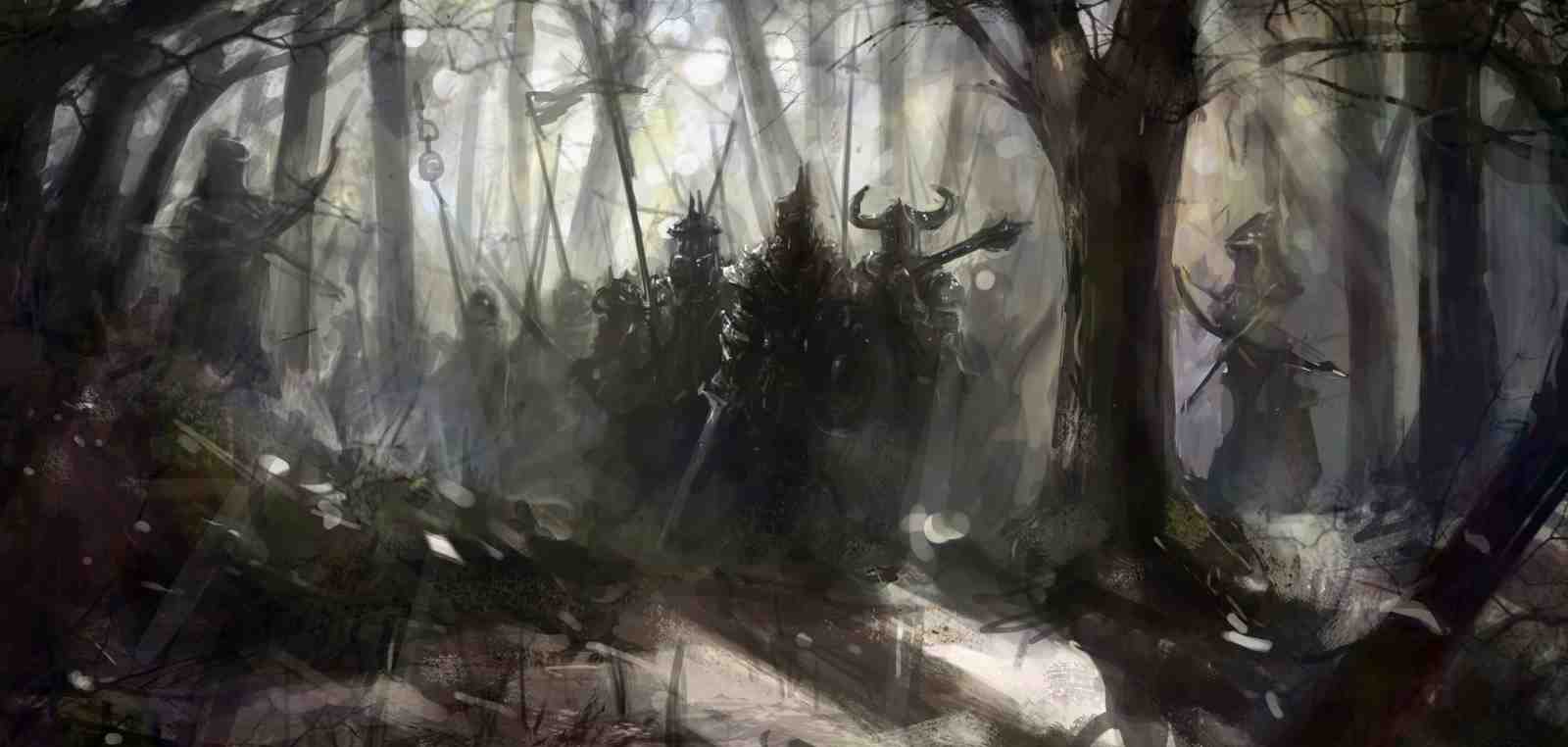 Dark Fantasy Warriors Forest Wall Art