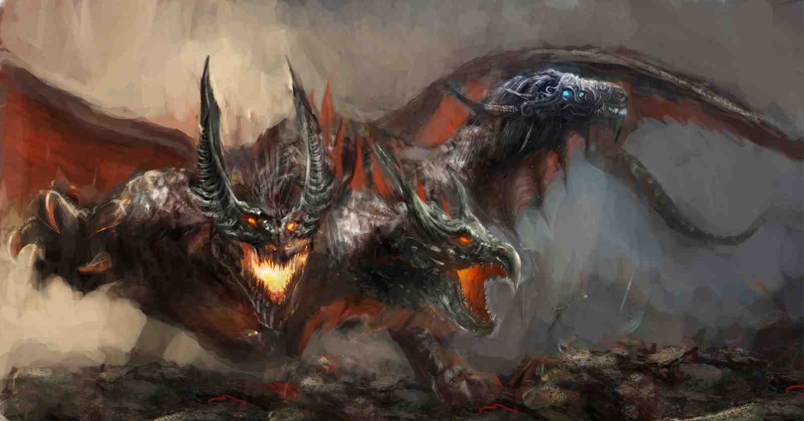 Mythical Three-Headed Dragon Wall Art