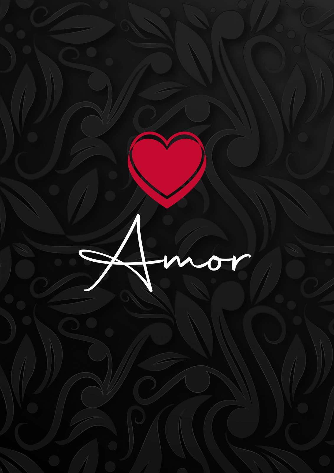 Elegant Amor Heart Red Floral Black Wall Art