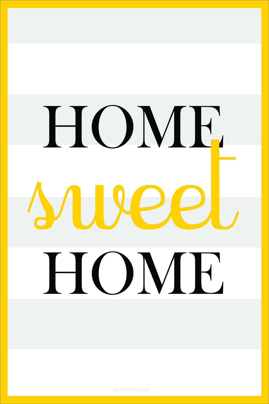 Home Sweet Home Yellow Typography Wall Art