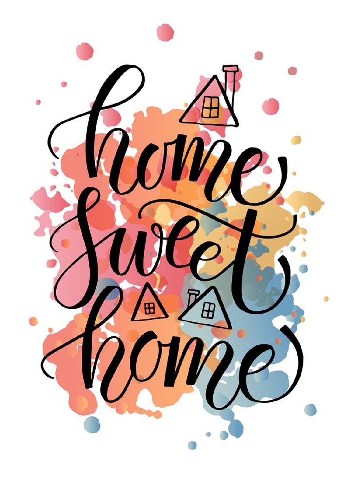 Home Sweet Home Watercolor Wall Art Wall Art