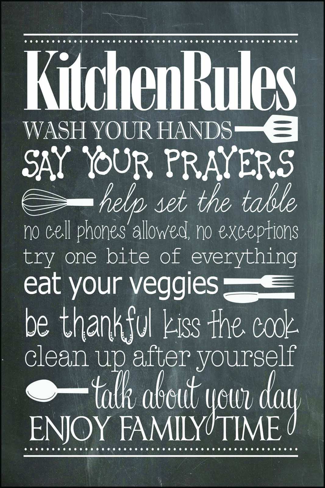 Kitchen Rules Chalkboard Style Wall Art