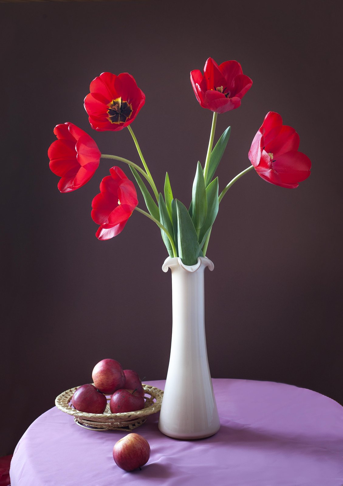 Vibrant Red Tulips Still Life Wall Art