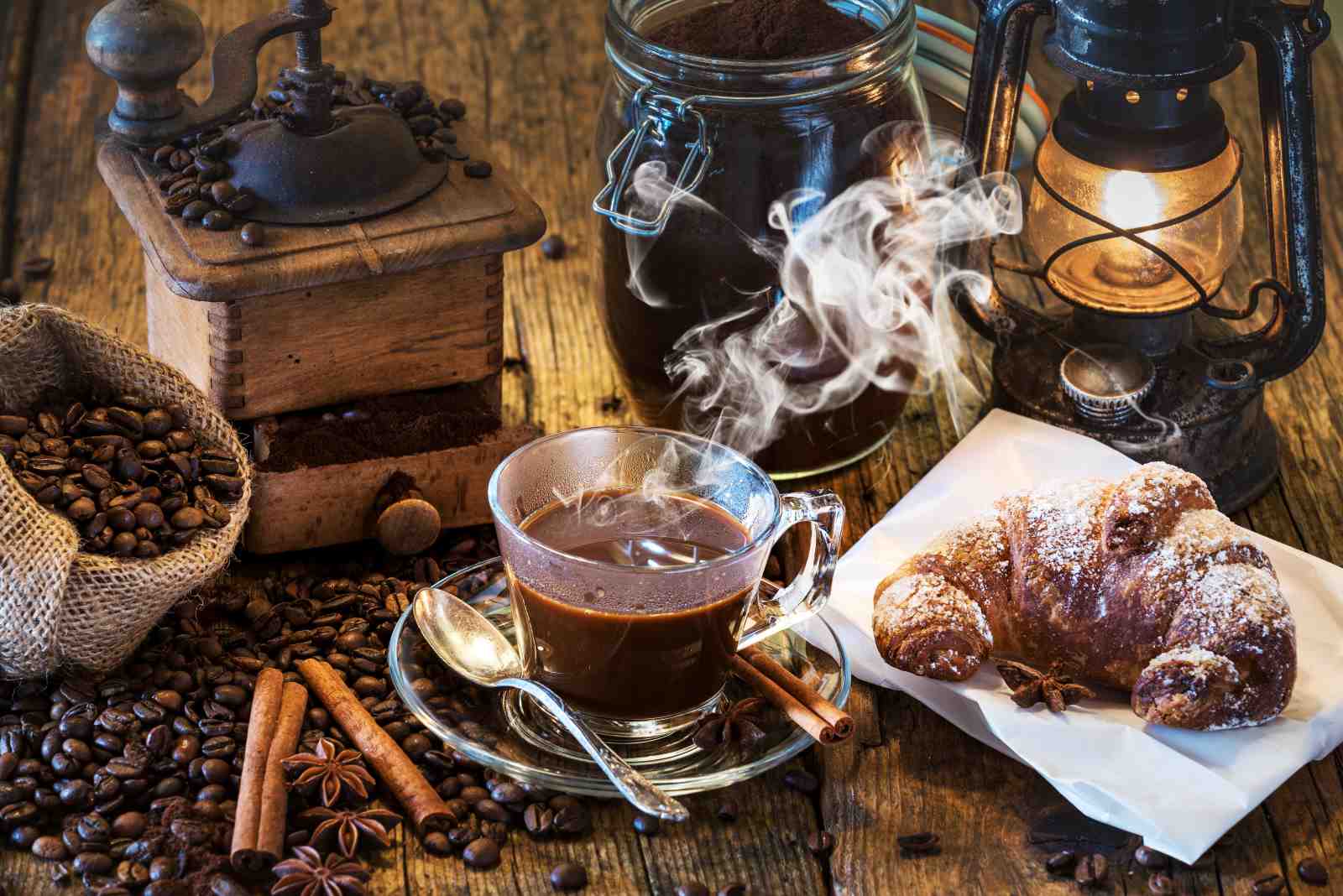 Rustic Coffee & Croissant Wall Art