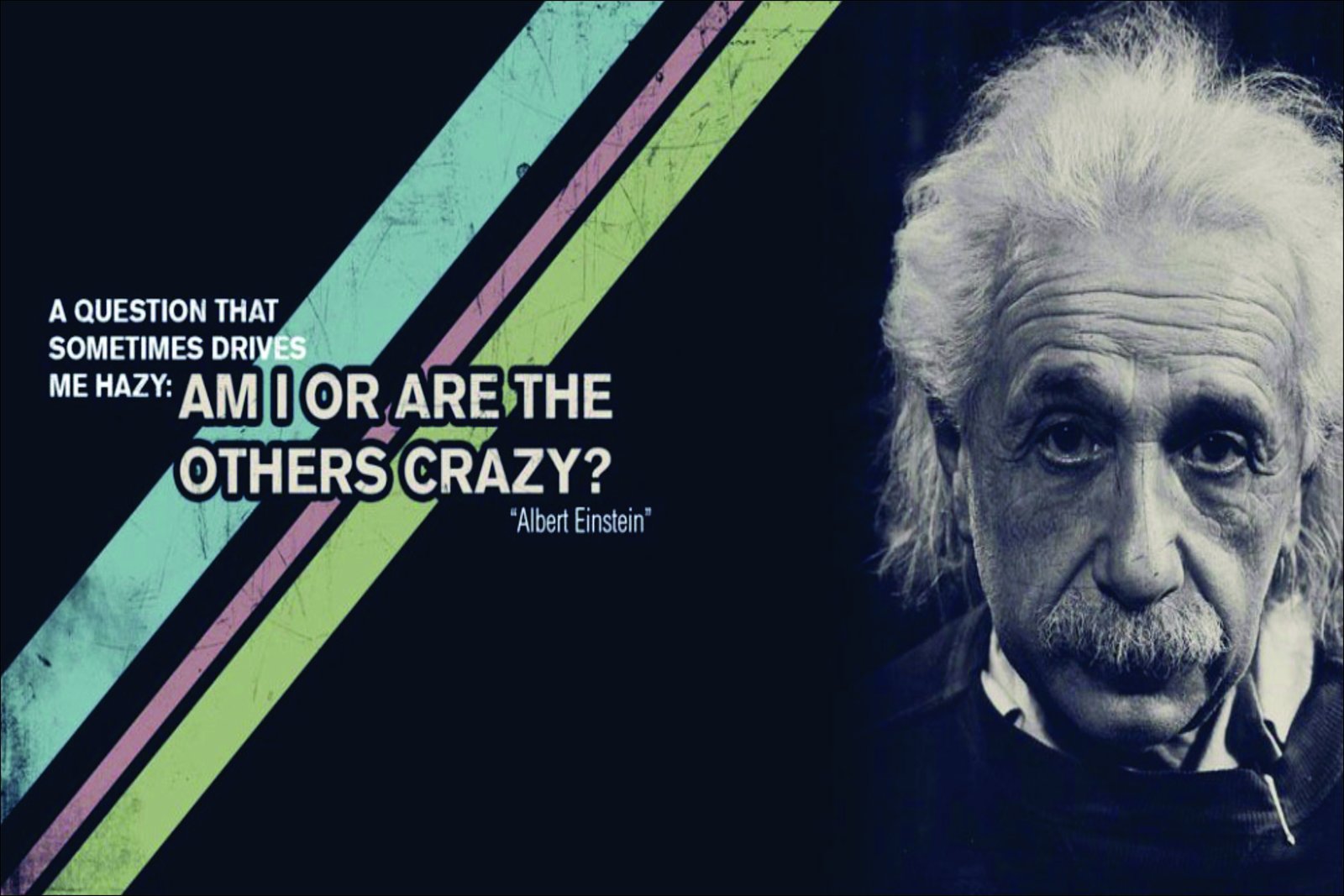 Einstein Quote "Am I or Are the Others Crazy?" Wall Art