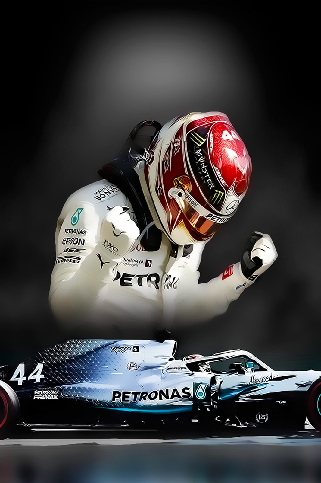 F1 Champion Lewis Hamilton & Mercedes Wall Art