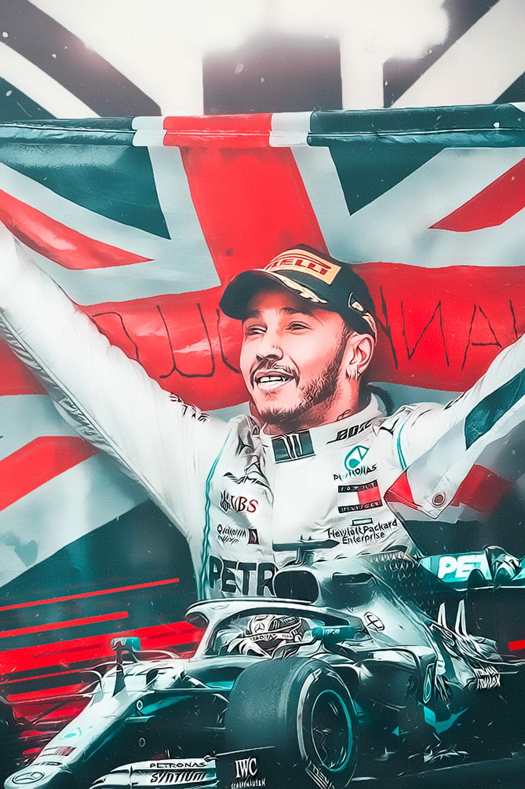 Lewis Hamilton Victory Union Jack Wall Art