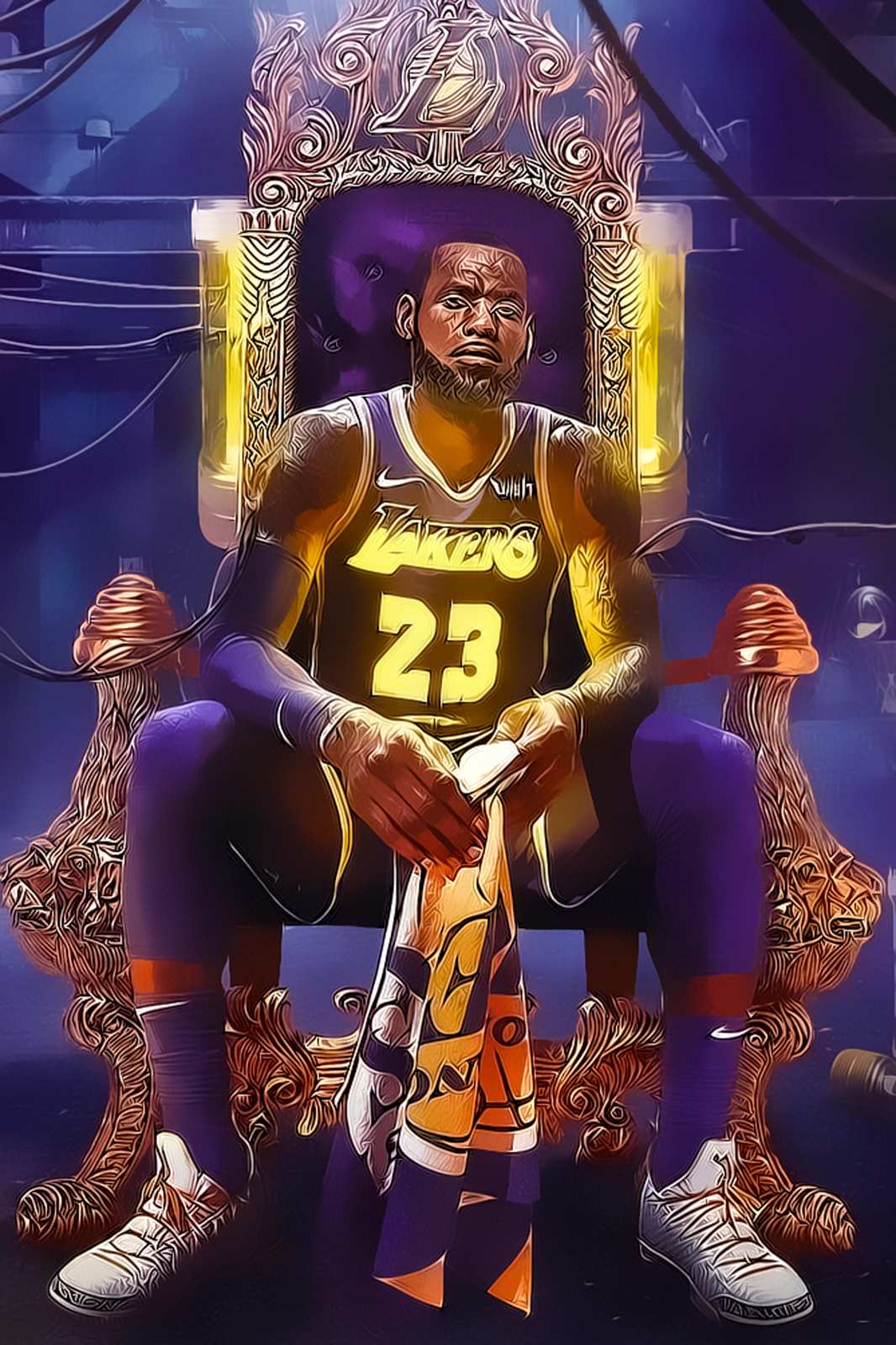 King LeBron James Lakers Throne Wall Art
