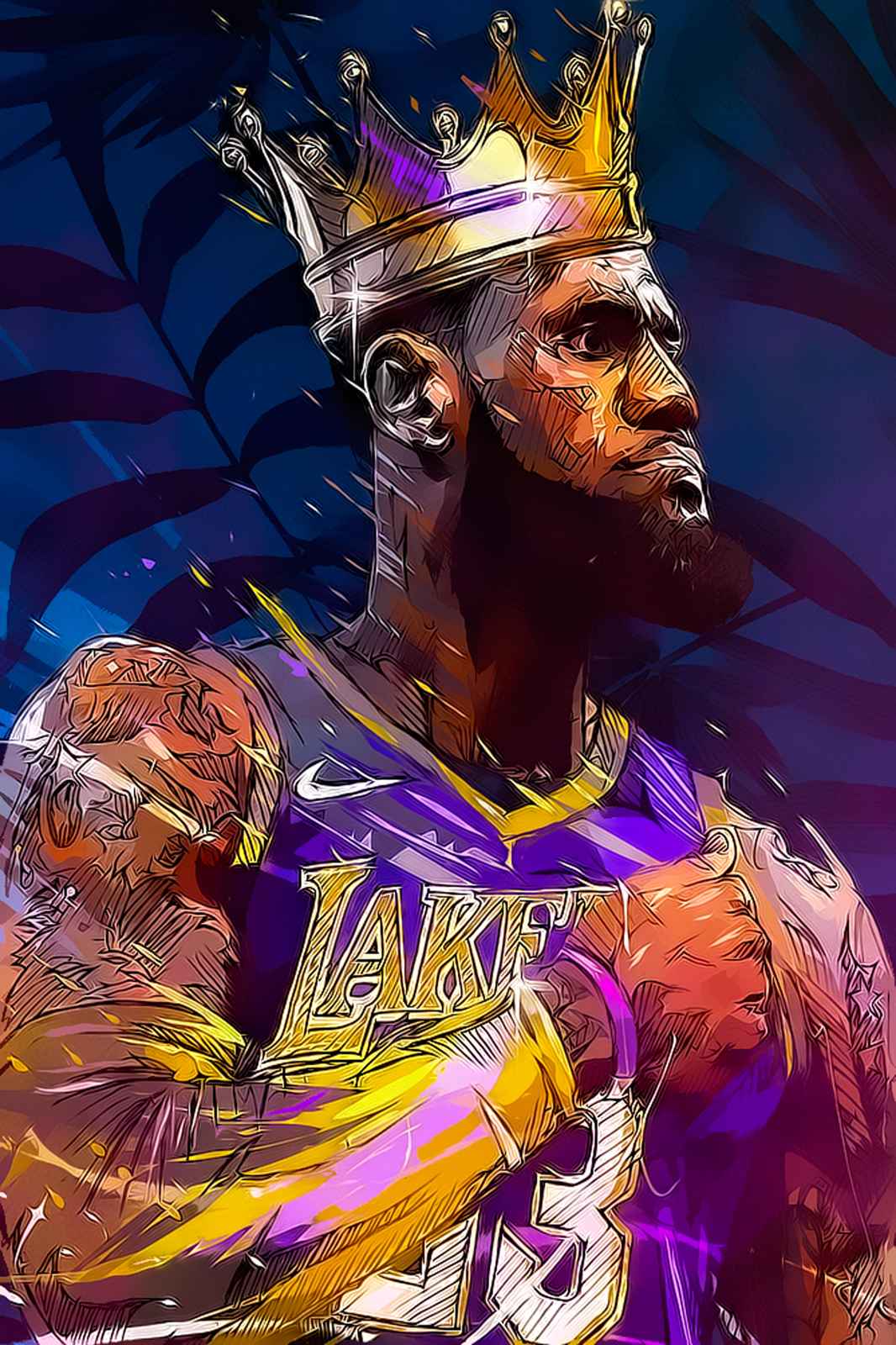 LeBron James King Crown Lakers Wall Art