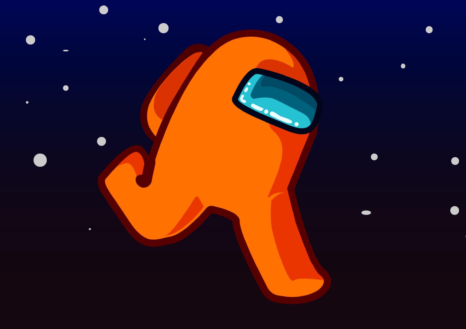 Vibrant Orange Astronaut Running in Space Wall Art