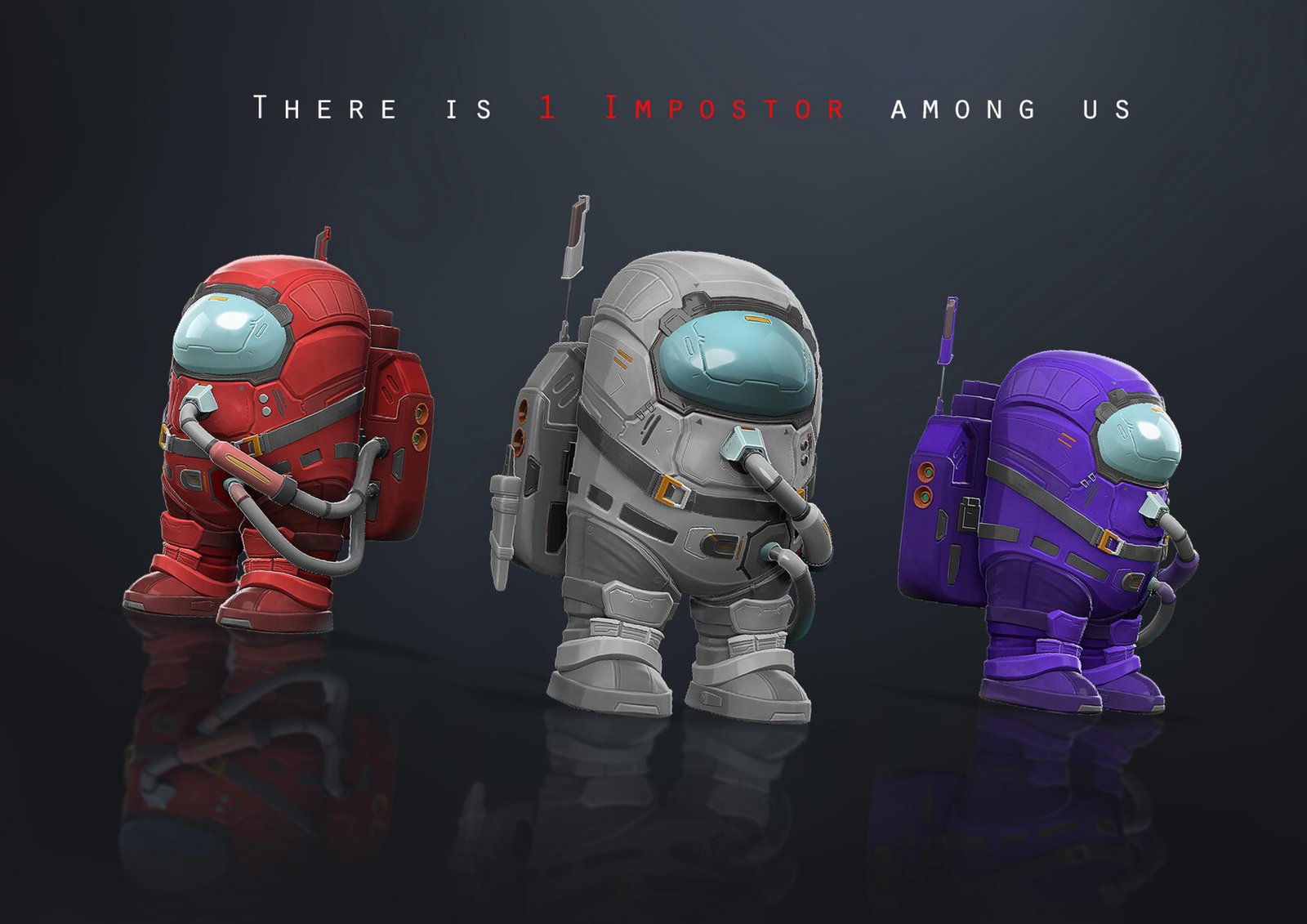 Epic Among Us Crewmate Trio Wall Art