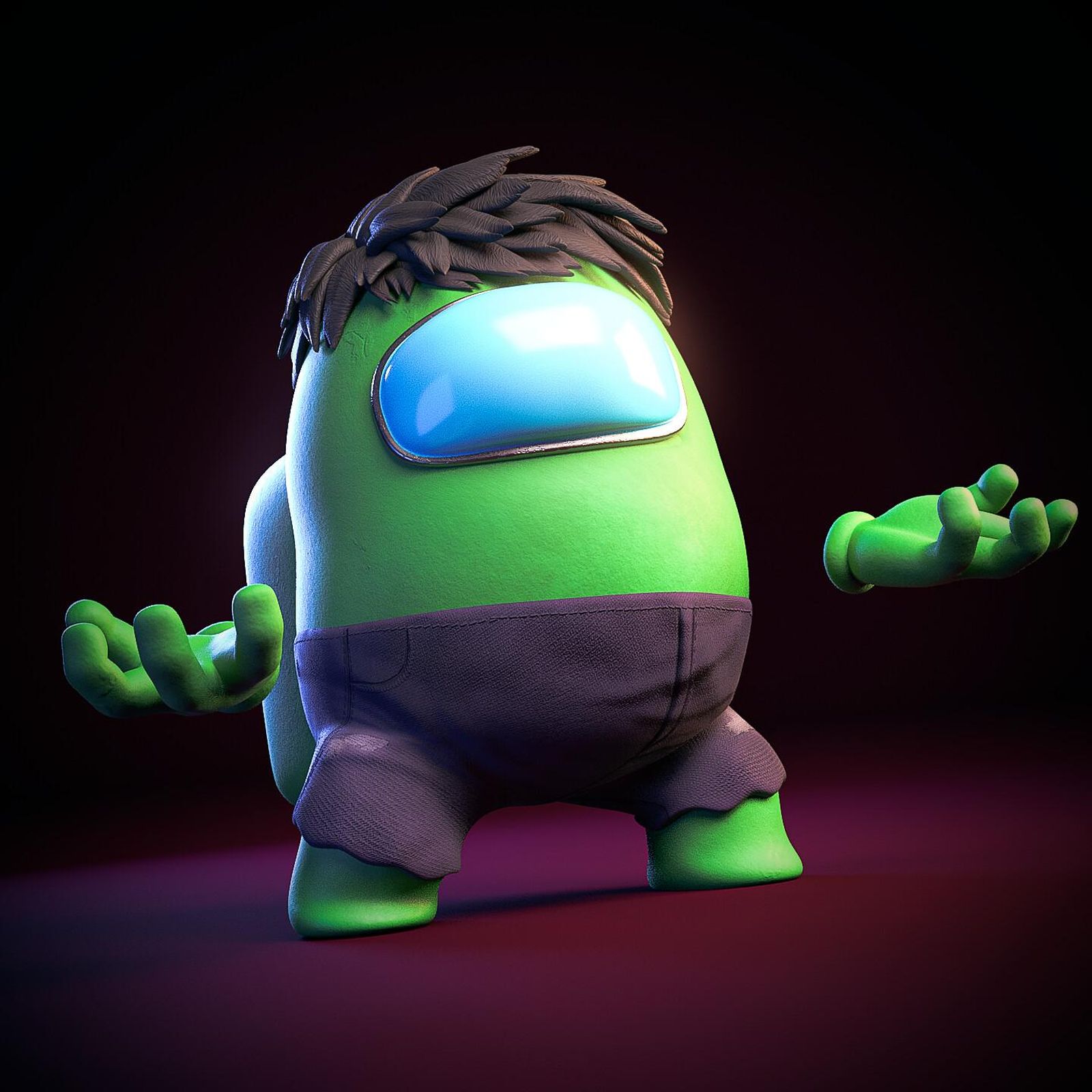 Hulk Among Us 3D Fan Art Wall Art