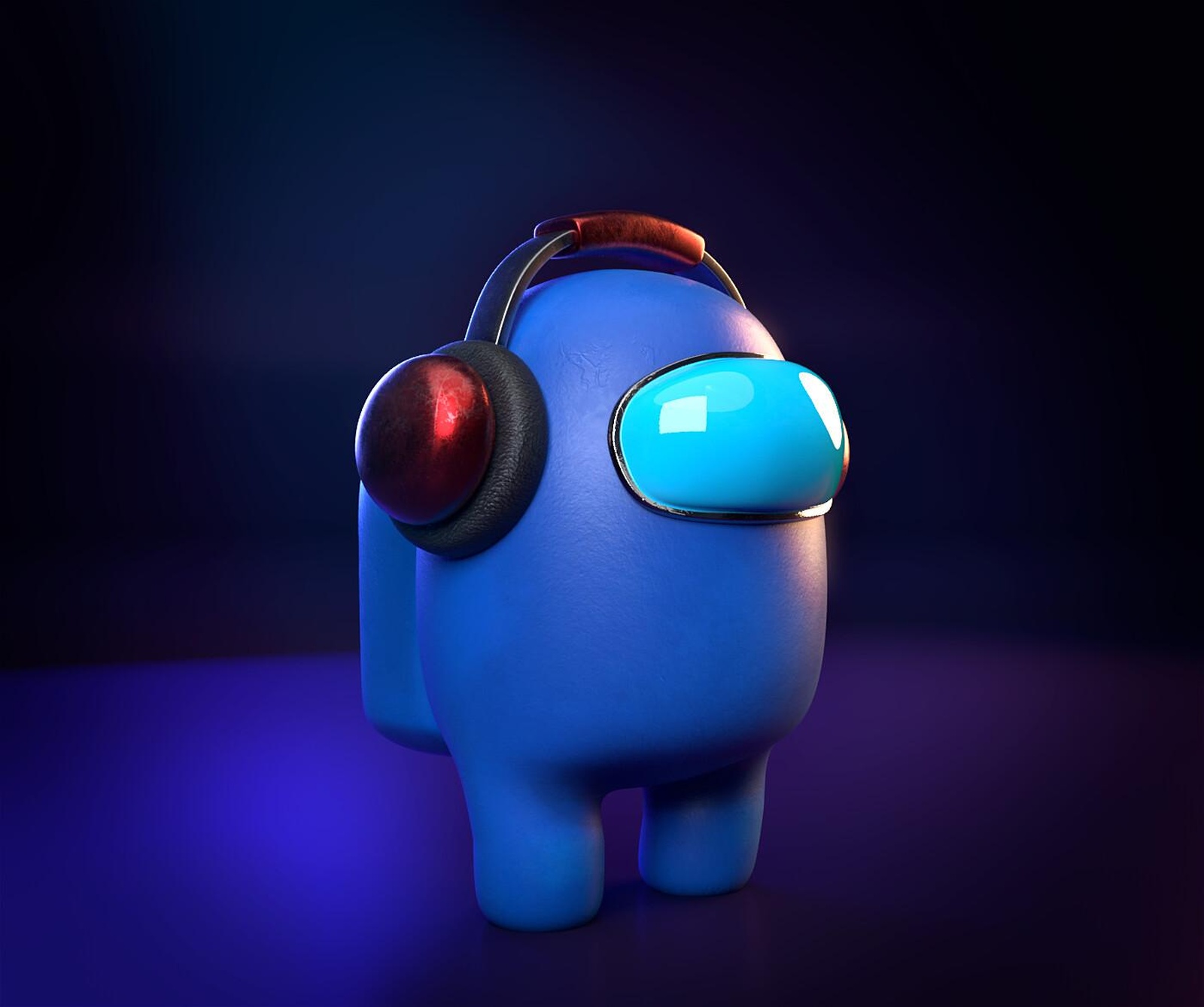 Blue Gamer Crewmate Headphones Wall Art