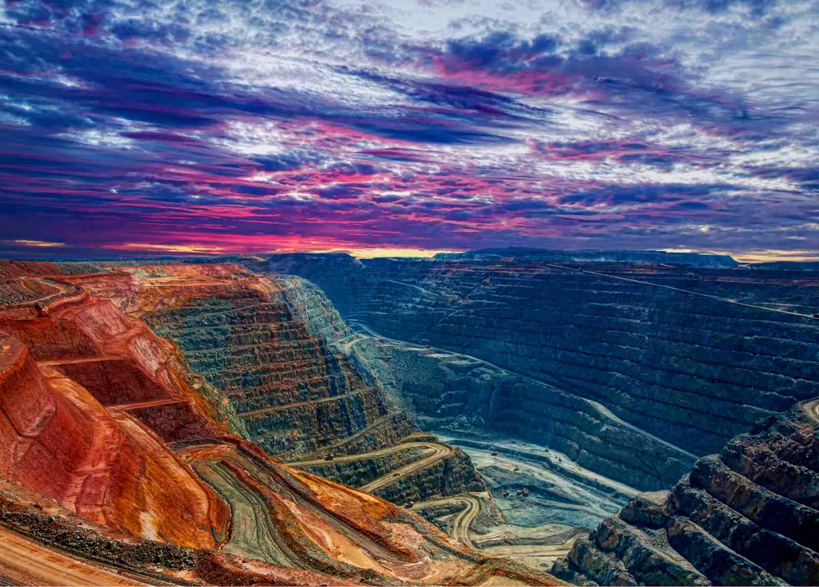 Majestic Open Pit Mine Sunset Wall Art