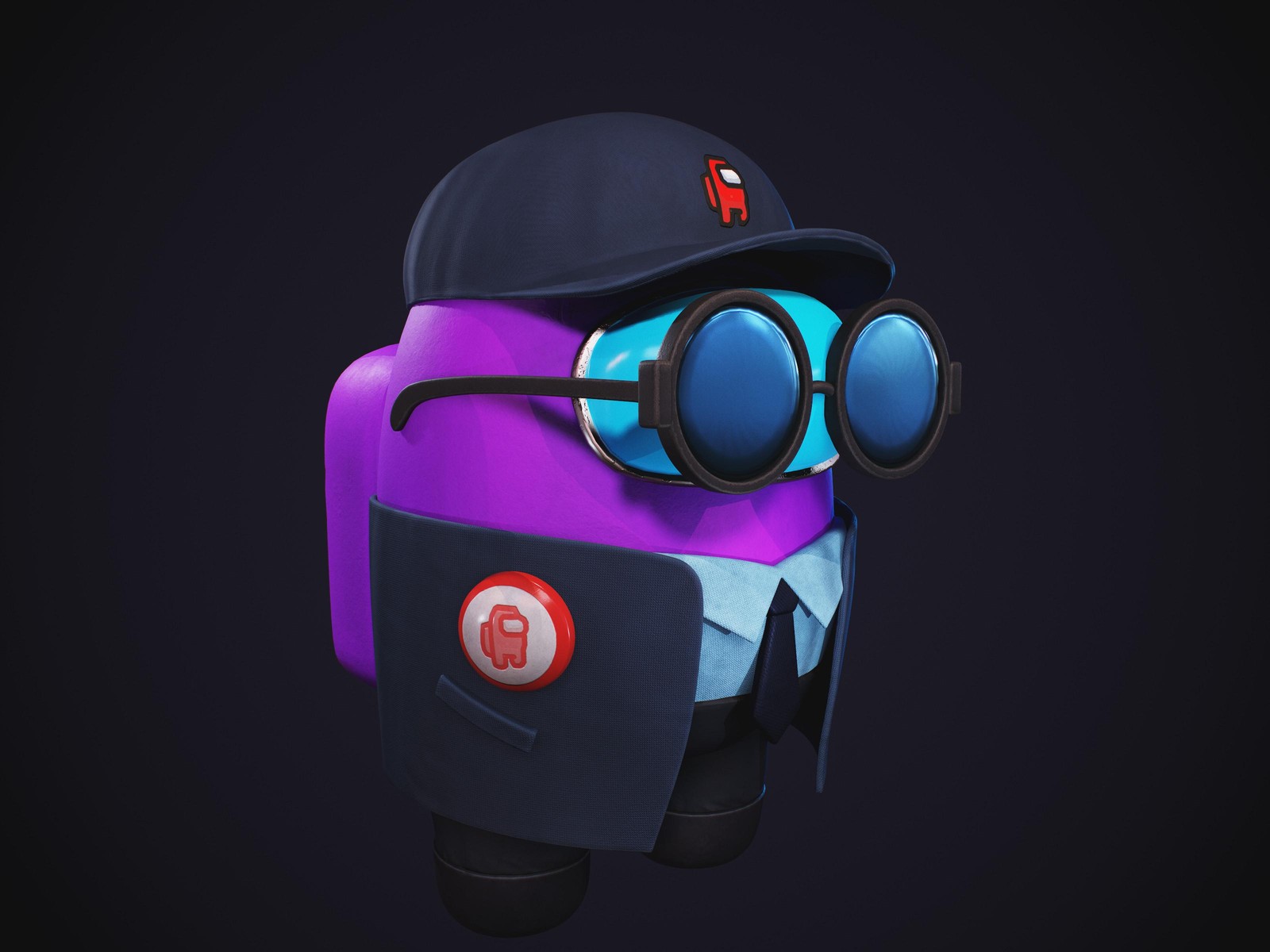 Cool Purple Among Us Character Wall Art