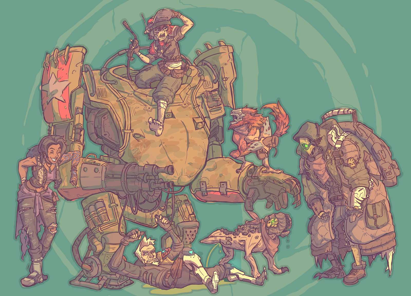 Post-Apocalyptic Crew Ready for Adventure Wall Art
