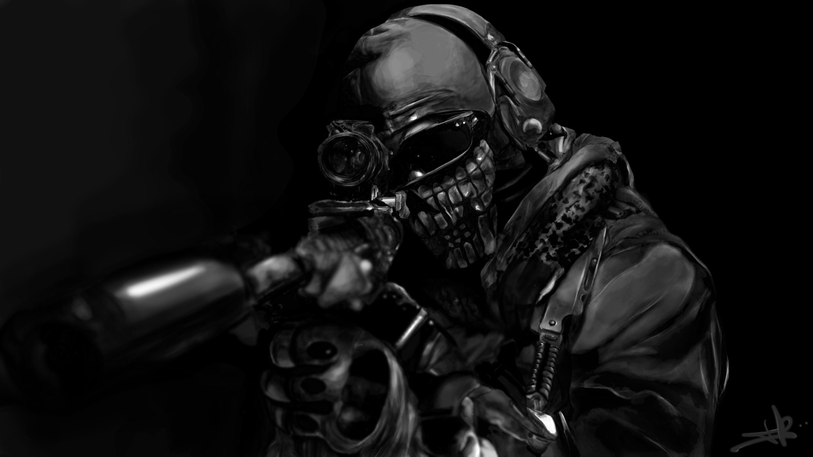 Stealth Sniper Skull Soldier Wall Art