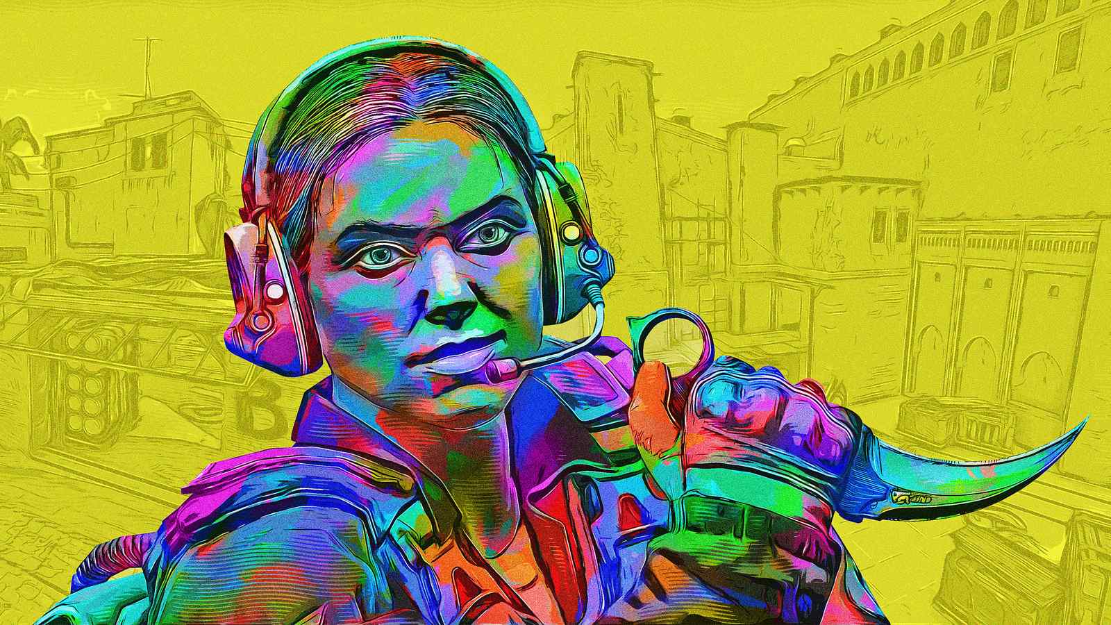 Vibrant CS:GO Agent Karambit Wall Art