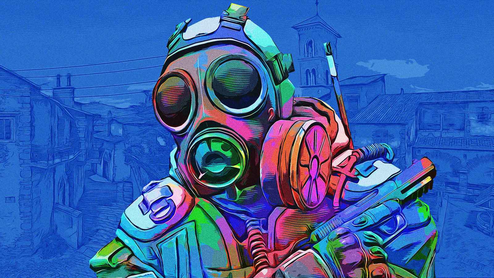 Cyberpunk Gas Mask Warrior Wall Art