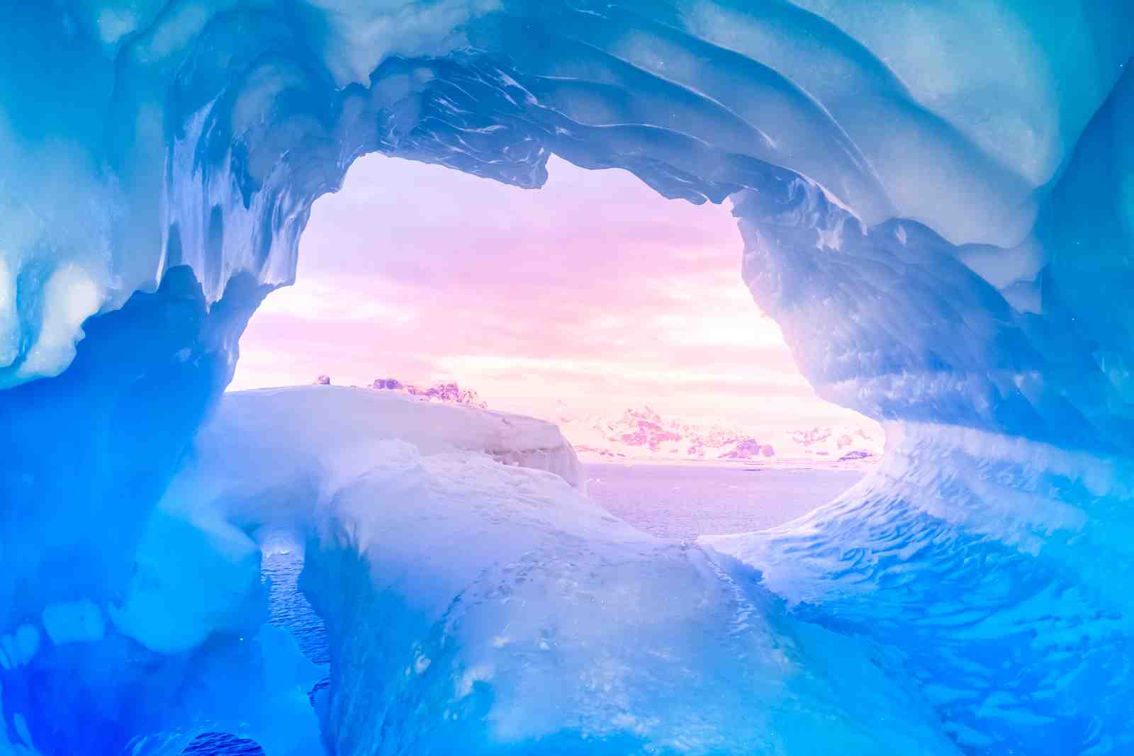 Arctic Ice Cave Sunset Wall Art
