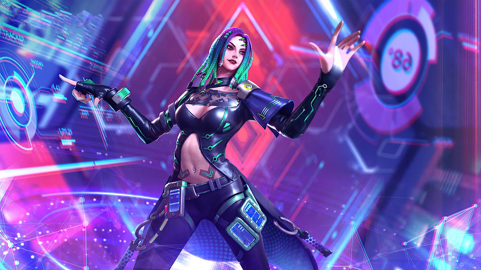 Cyberpunk Futuristic Woman Wall Art