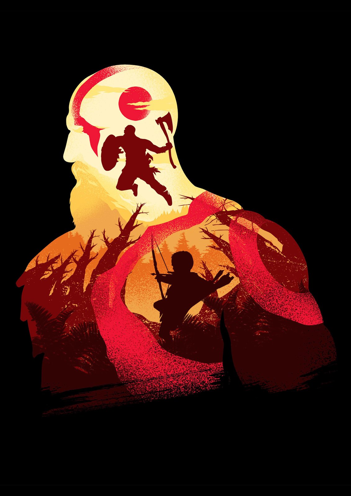 Epic Kratos & Atreus Forest Scene Wall Art
