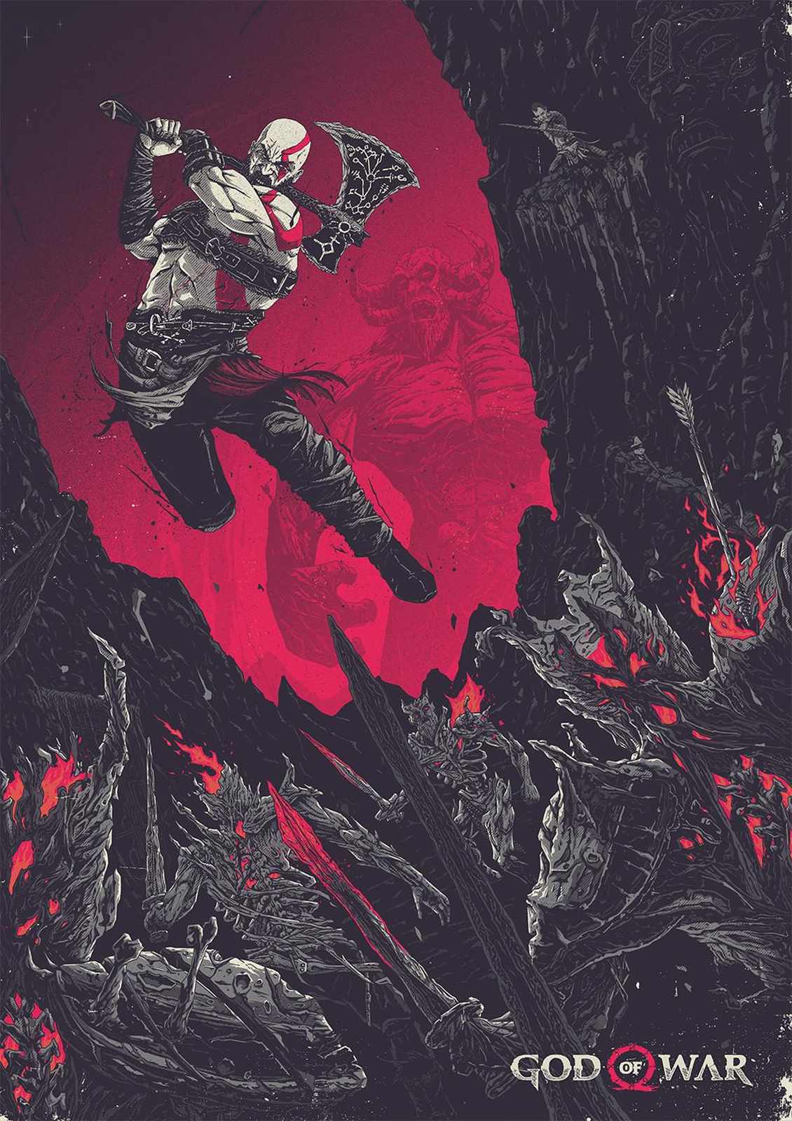Epic Kratos Battle God of War Wall Art