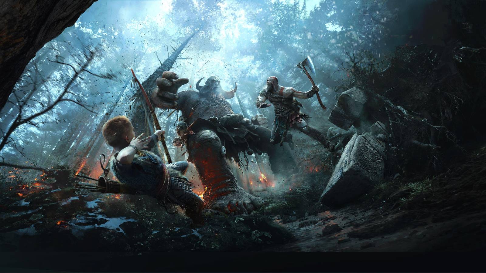 Epic Battle Forest Kratos Wall Art
