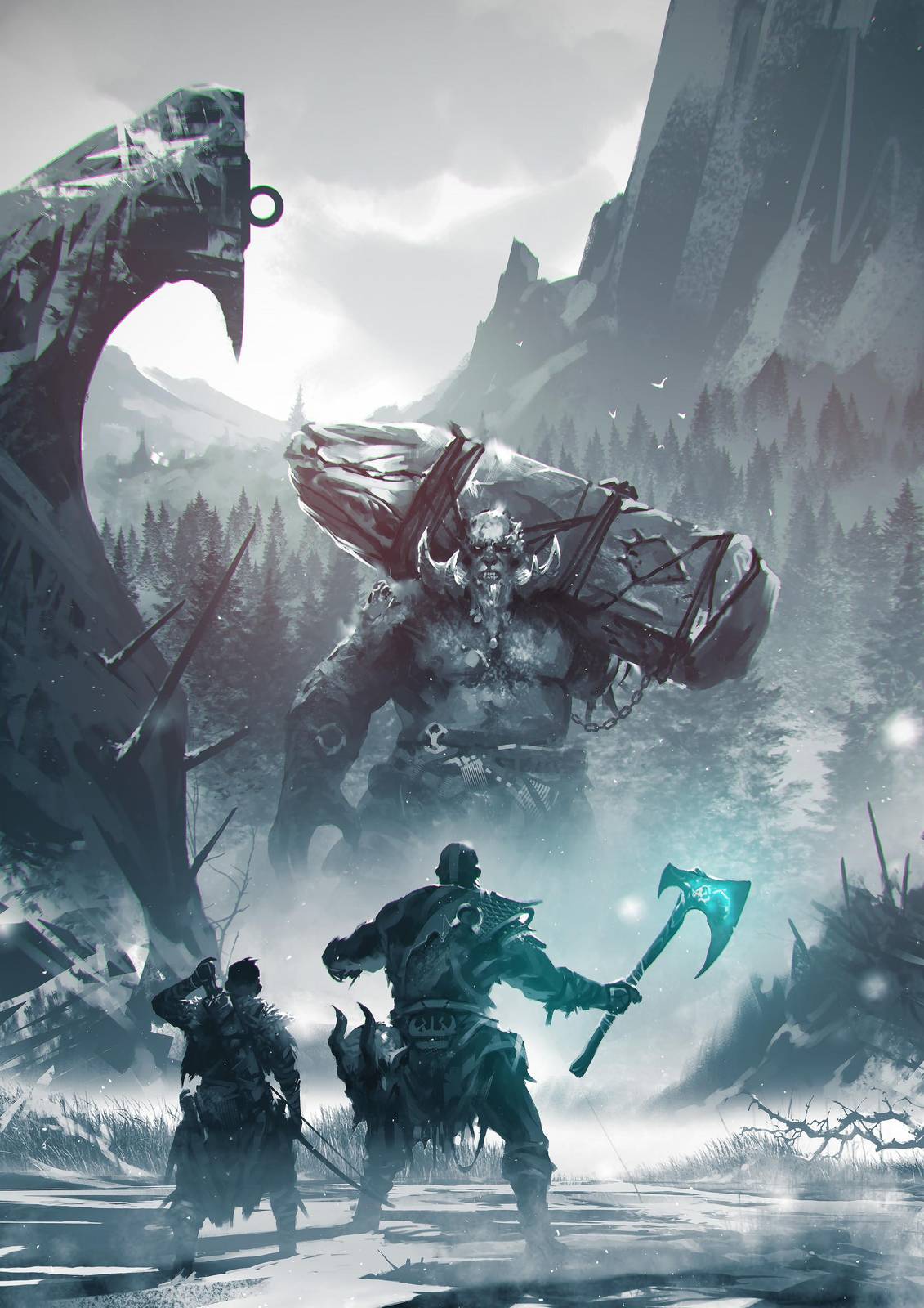 Epic Battle Giant & Warriors Wall Art