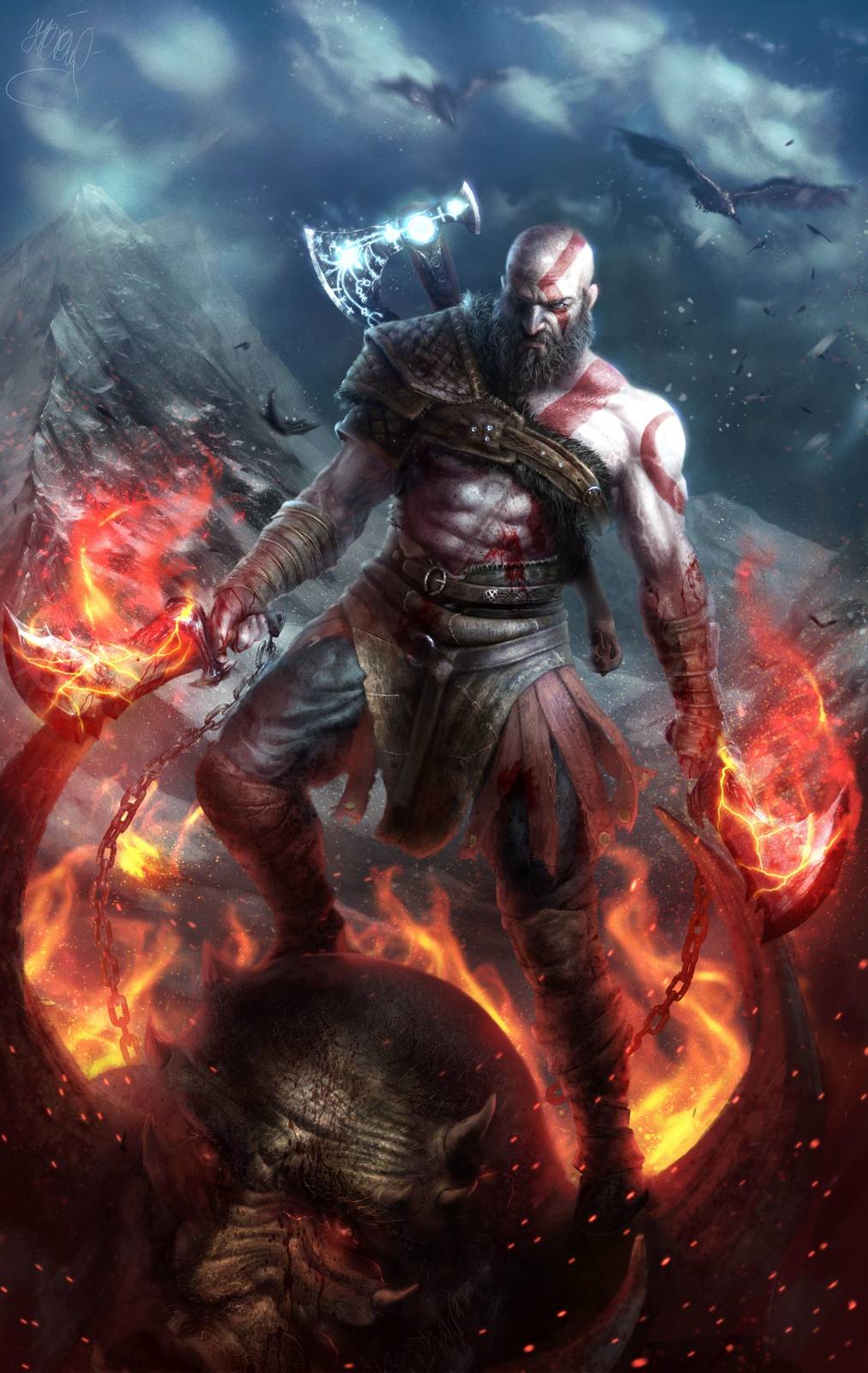 Kratos Fury Wall Art | Epic Gaming Art