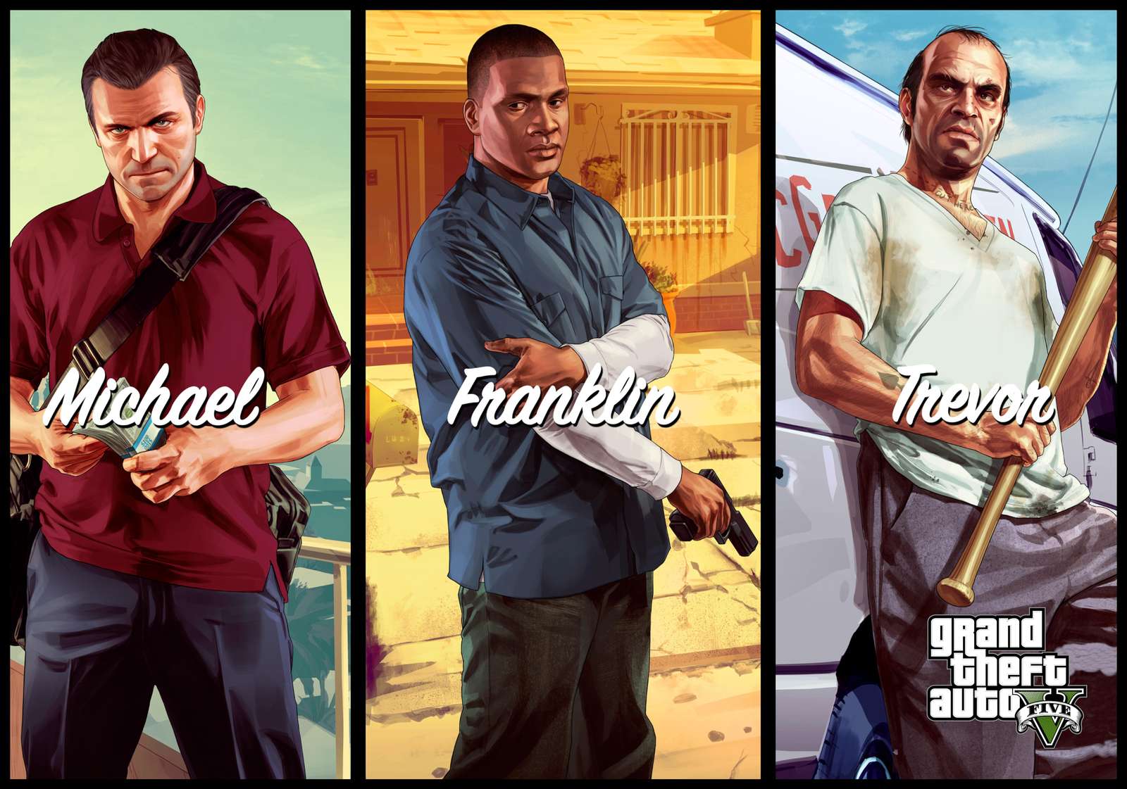 GTA V Michael Franklin Trevor Wall Art