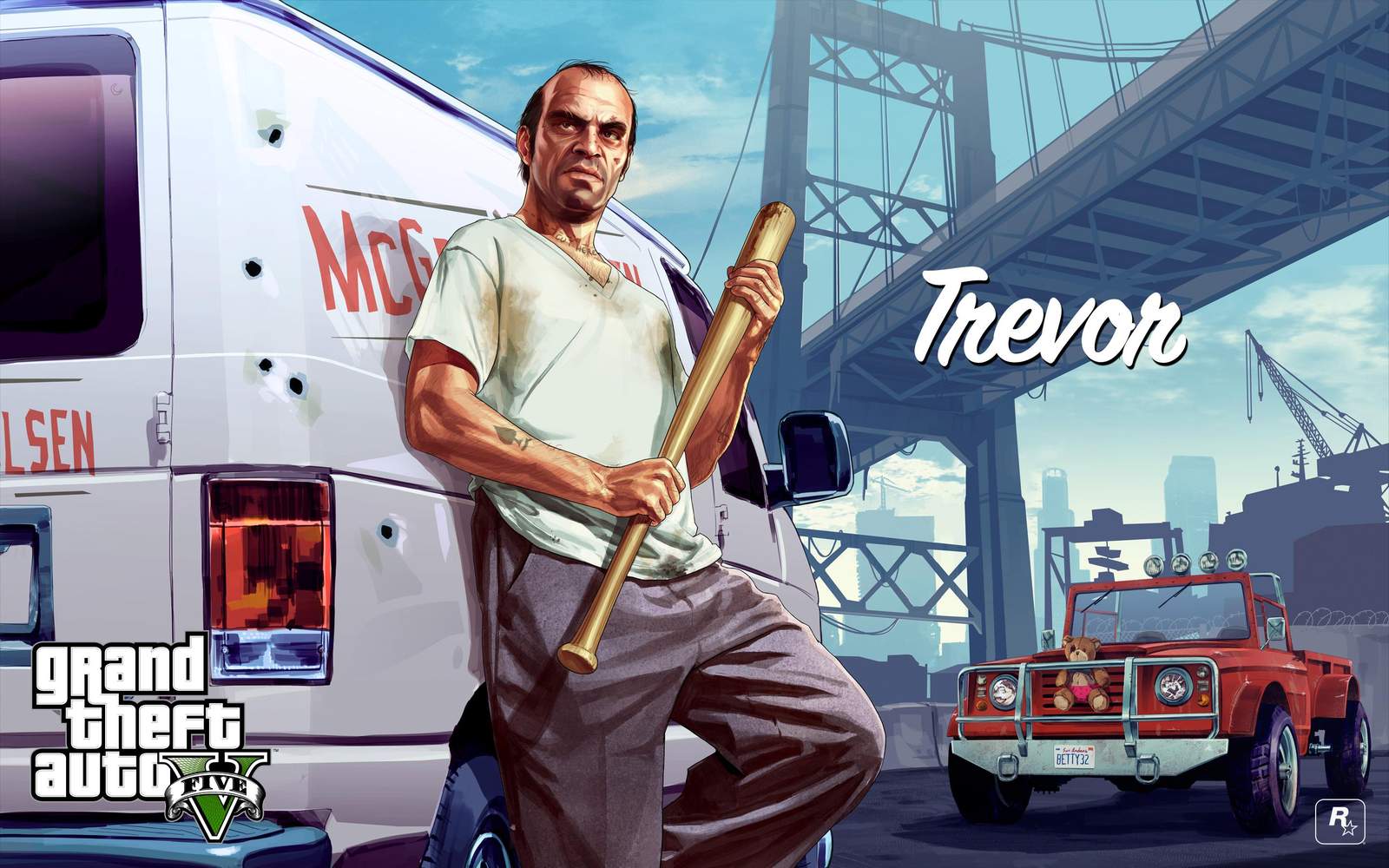 Trevor GTA V Character Baseball Bat Wall Art