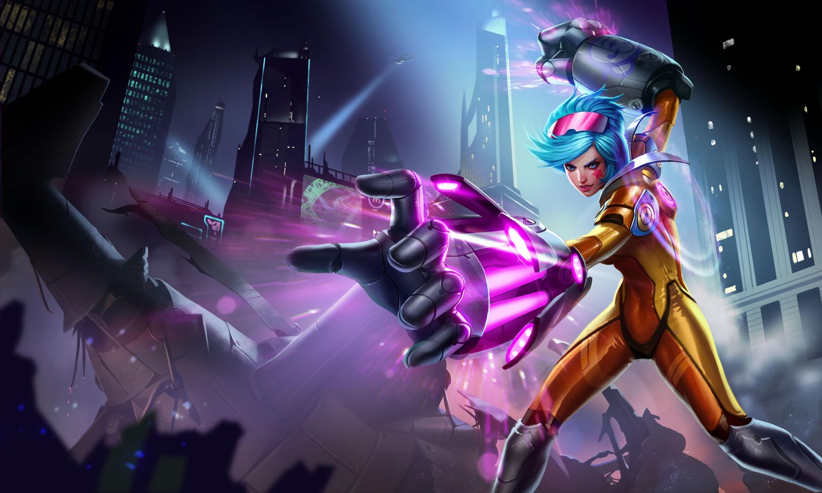 Cyberpunk Warrior Girl Neon Art Wall Art