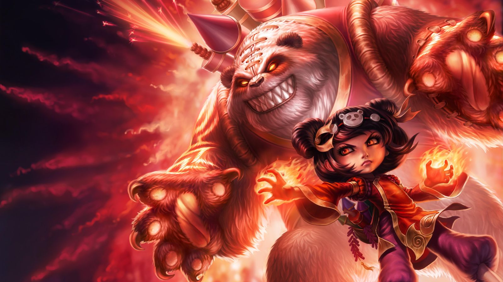 Fiery Panda Warrior & Mage Duo Wall Art