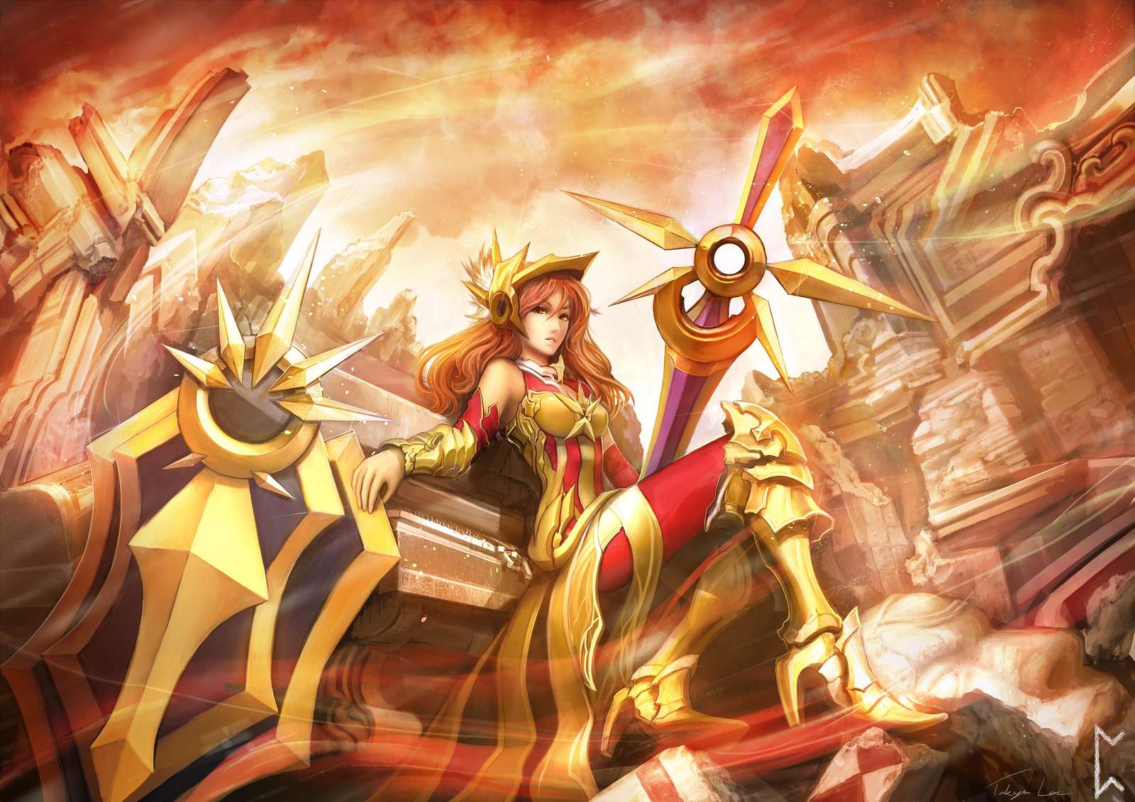 Golden Warrior Goddess Fantasy Art Wall Art