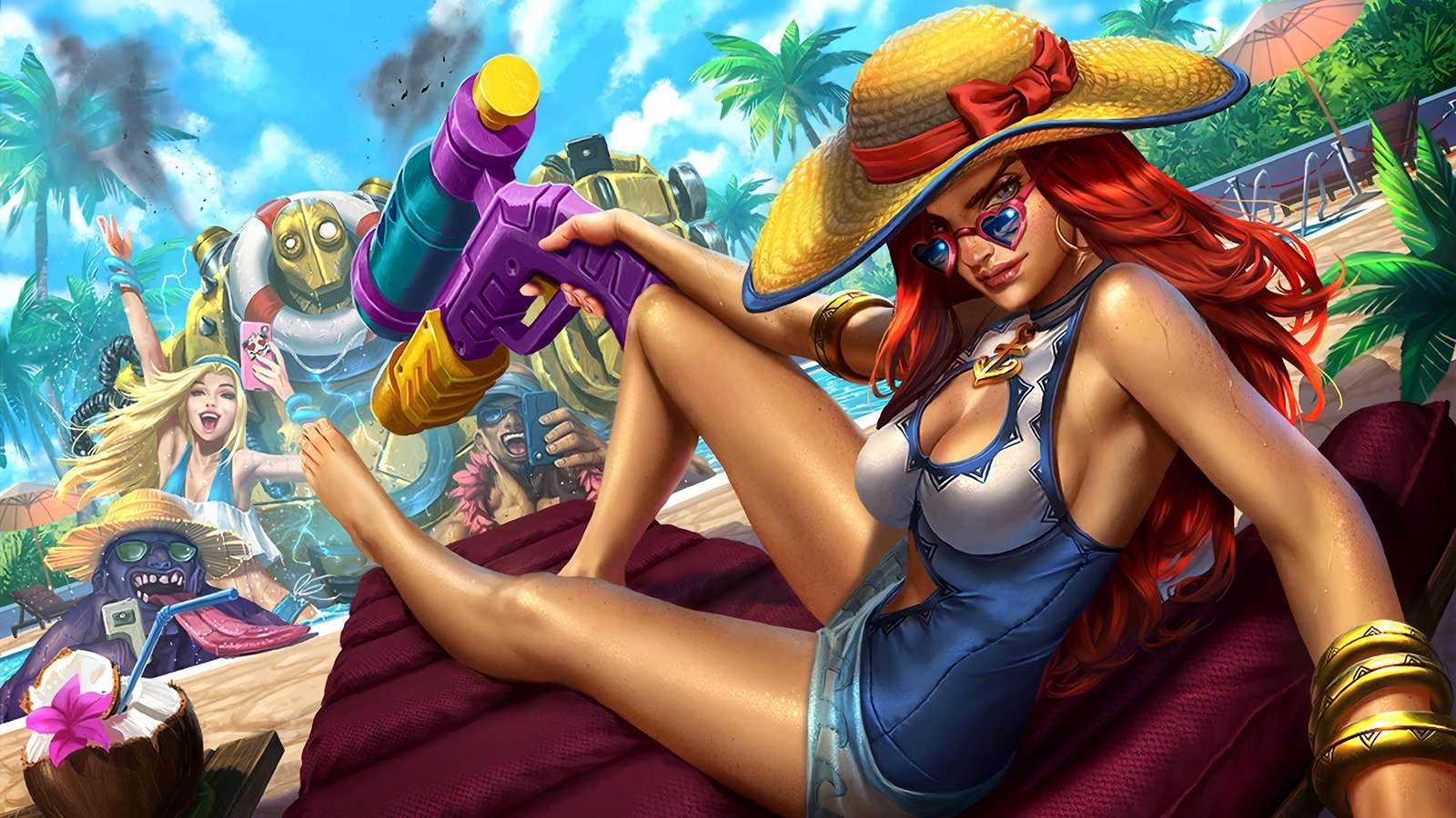 Summer Fun Anime Pool Party Wall Art