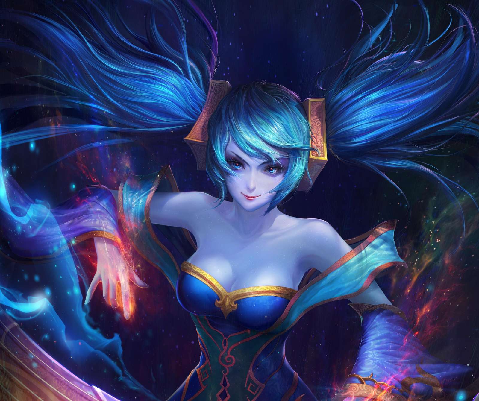 Enchanting Blue Sorceress Galaxy Wall Art