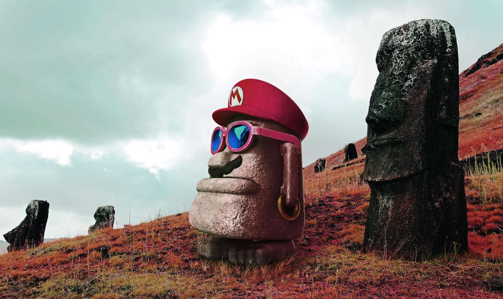 Meme Moai Mario Fun Wall Art